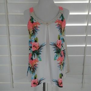 Rewind sleeveless floral tank stop XS
